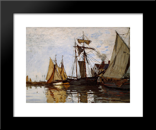 Pont Of Honfleur Sun 20x24 Black Modern Wood Framed Art Print Poster by Monet, Claude