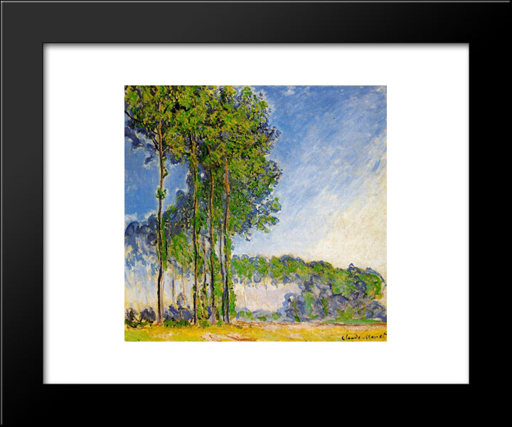 Poplars, View From The Marsh 20x24 Black Modern Wood Framed Art Print Poster by Monet, Claude