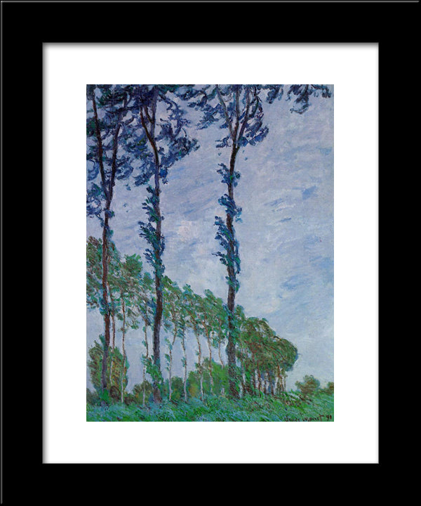 Poplars, Wind Effect 20x24 Black Modern Wood Framed Art Print Poster by Monet, Claude