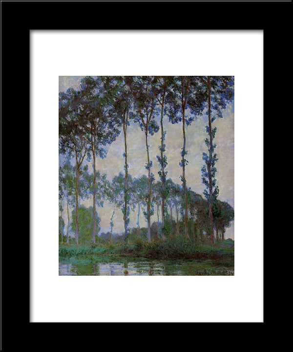 Poplars On The Banks Of The River Epte, Overcast Weather 20x24 Black Modern Wood Framed Art Print Poster by Monet, Claude