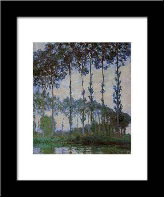 Poplars On The Banks Of The River Epte, Overcast Weather 20x24 Black Modern Wood Framed Art Print Poster by Monet, Claude