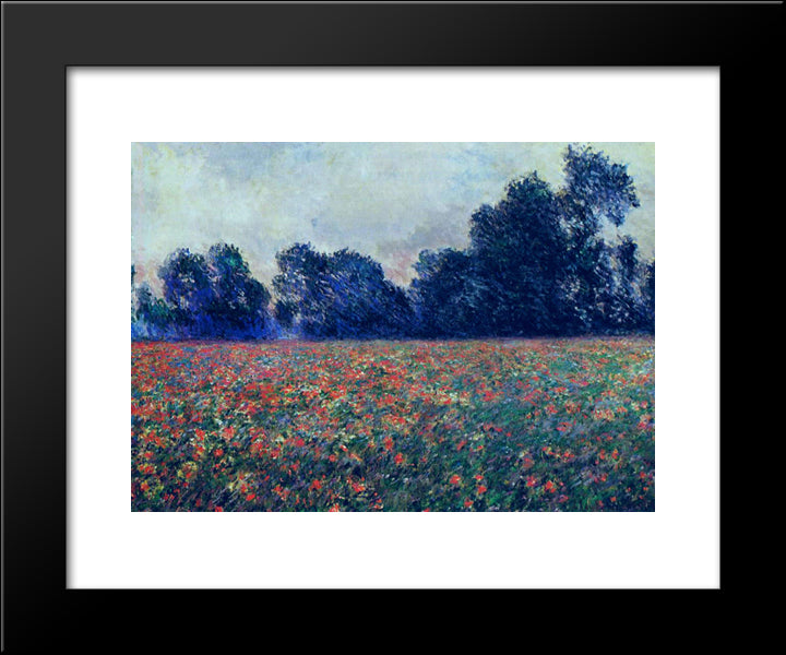 Poppies At Giverny 20x24 Black Modern Wood Framed Art Print Poster by Monet, Claude