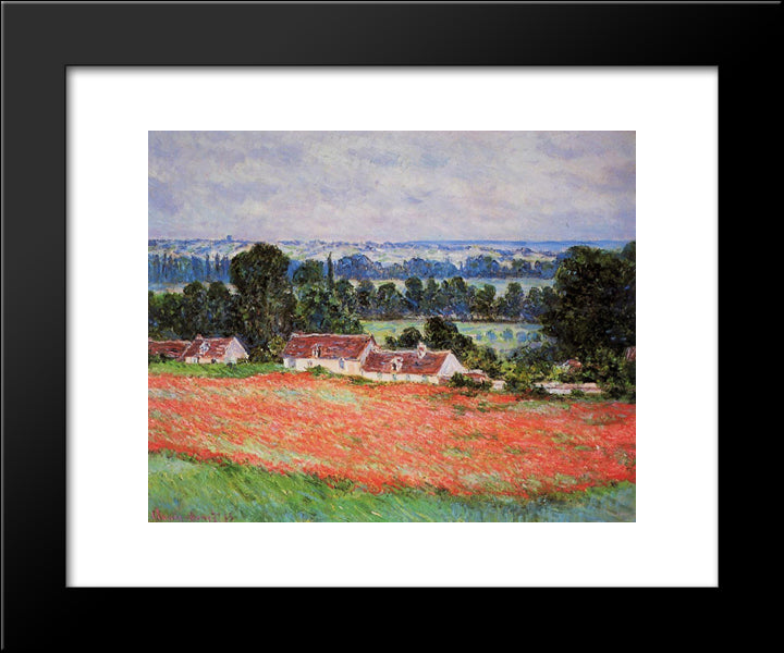 Poppy Field At Giverny 20x24 Black Modern Wood Framed Art Print Poster by Monet, Claude