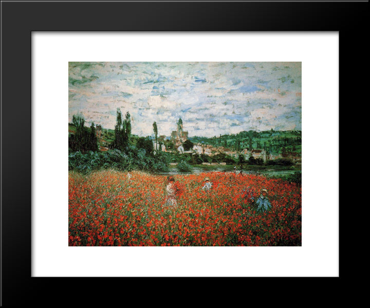 Poppy Field Near Vetheuil 20x24 Black Modern Wood Framed Art Print Poster by Monet, Claude