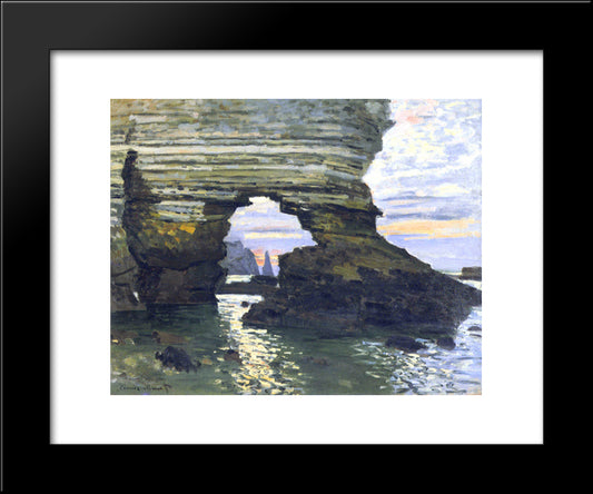 Port D `Amount Etretat 20x24 Black Modern Wood Framed Art Print Poster by Monet, Claude