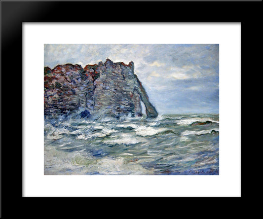 Port D`Aval, Rough Sea 20x24 Black Modern Wood Framed Art Print Poster by Monet, Claude