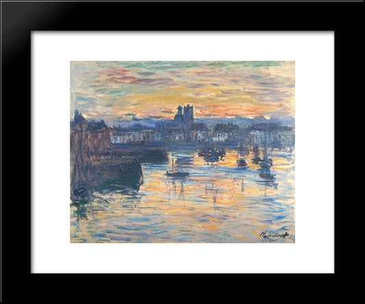 Port Of Dieppe, Evening 20x24 Black Modern Wood Framed Art Print Poster by Monet, Claude