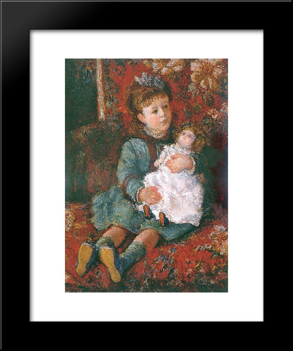 Portrait Of Germaine Hoschede With A Doll 20x24 Black Modern Wood Framed Art Print Poster by Monet, Claude