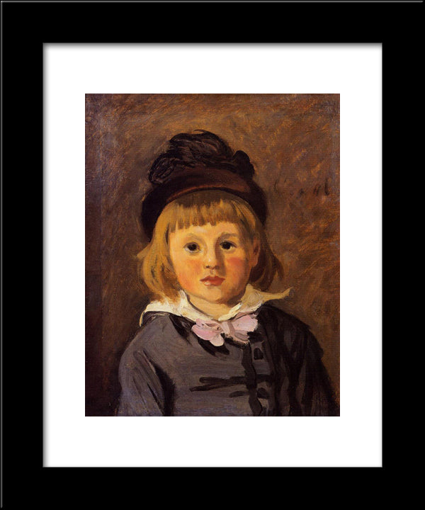 Portrait Of Jean Monet Wearing A Hat With A Pompom 20x24 Black Modern Wood Framed Art Print Poster by Monet, Claude