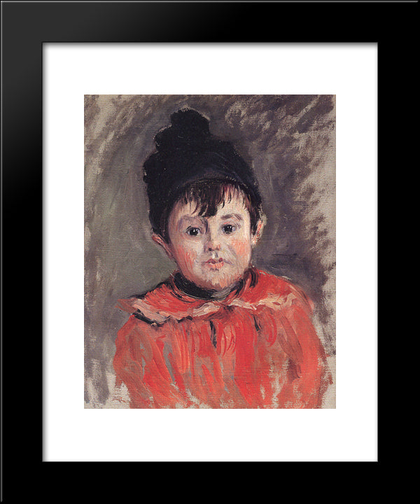 Portrait Of Michael With Hat And Pom Pom 20x24 Black Modern Wood Framed Art Print Poster by Monet, Claude
