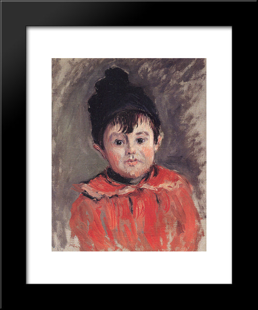 Portrait Of Michael With Hat And Pom Pom 20x24 Black Modern Wood Framed Art Print Poster by Monet, Claude