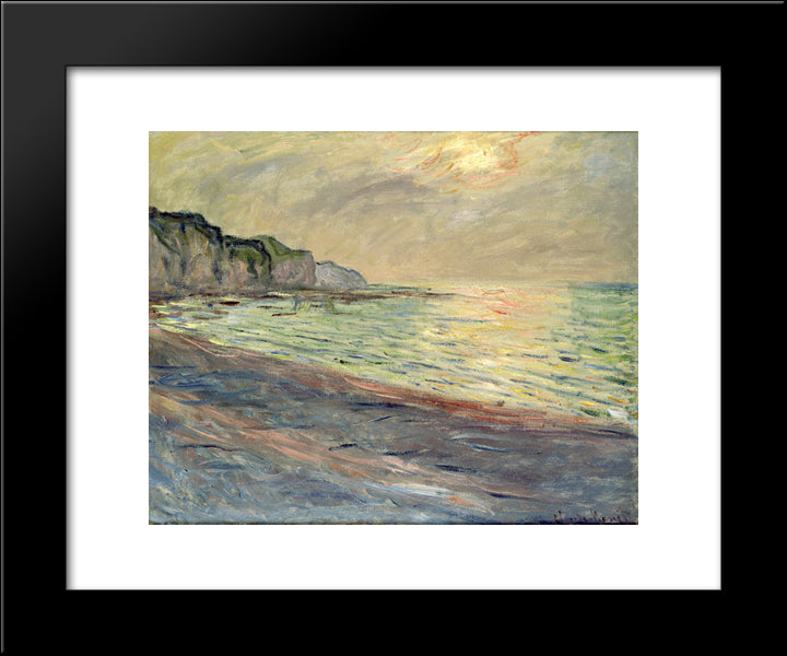 Pourville, Sunset 20x24 Black Modern Wood Framed Art Print Poster by Monet, Claude