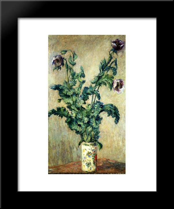 Purple Poppies 20x24 Black Modern Wood Framed Art Print Poster by Monet, Claude