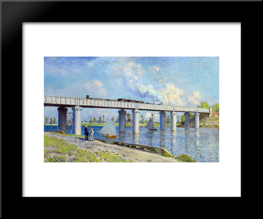Railway Bridge At Argenteuil 20x24 Black Modern Wood Framed Art Print Poster by Monet, Claude