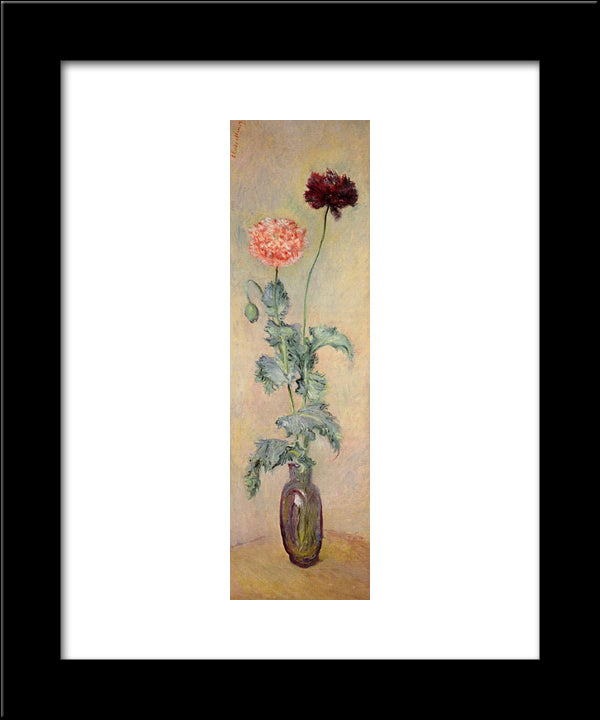 Red And Pink Poppies 20x24 Black Modern Wood Framed Art Print Poster by Monet, Claude