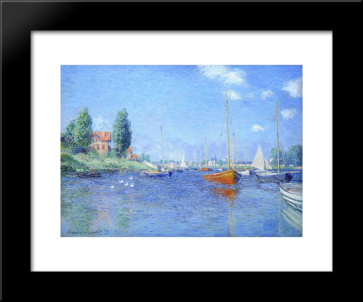 Red Boats, Argenteuil, 1875 (Oil On Canvas) 20x24 Black Modern Wood Framed Art Print Poster by Monet, Claude
