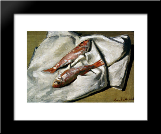 Red Mullets 20x24 Black Modern Wood Framed Art Print Poster by Monet, Claude