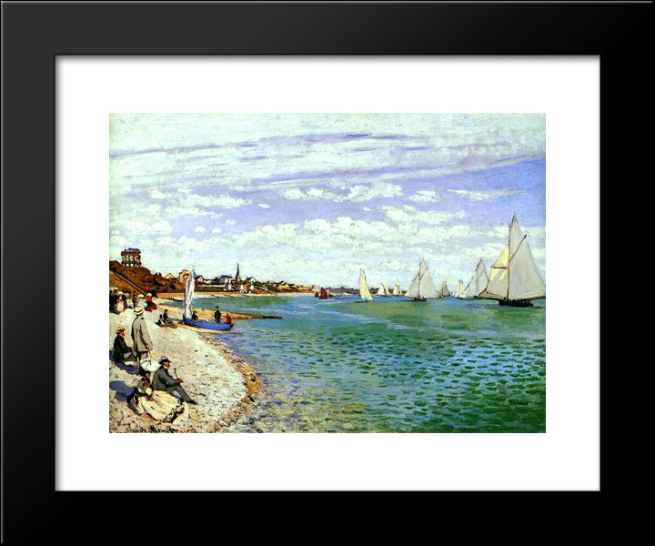 Regatta At Sainte-Adresse 20x24 Black Modern Wood Framed Art Print Poster by Monet, Claude