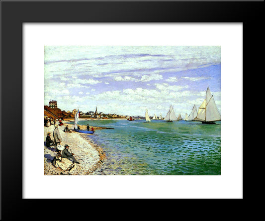 Regatta At Sainte-Adresse 20x24 Black Modern Wood Framed Art Print Poster by Monet, Claude