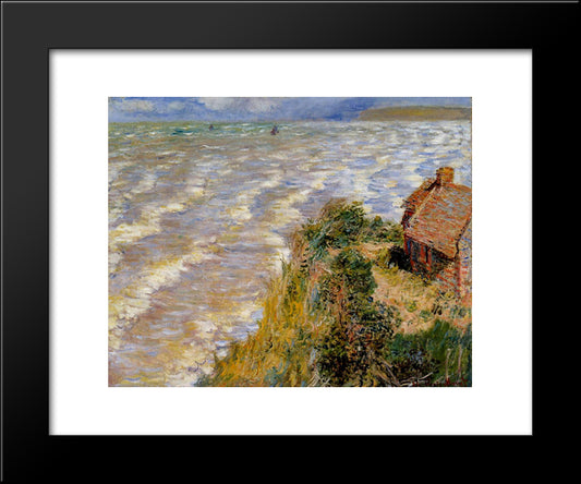 Rising Tide At Pourville 20x24 Black Modern Wood Framed Art Print Poster by Monet, Claude
