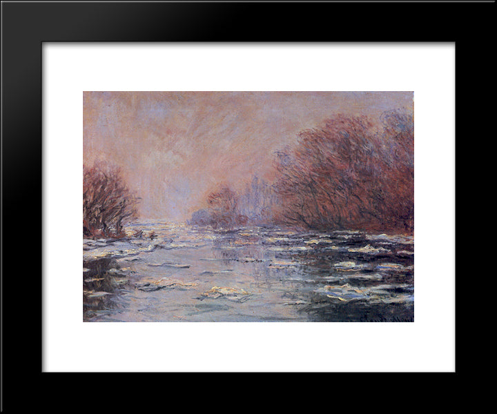 River Thawing Near Vetheuil 20x24 Black Modern Wood Framed Art Print Poster by Monet, Claude