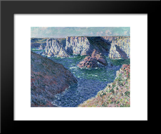 Rocks At Belle-Ile 20x24 Black Modern Wood Framed Art Print Poster by Monet, Claude