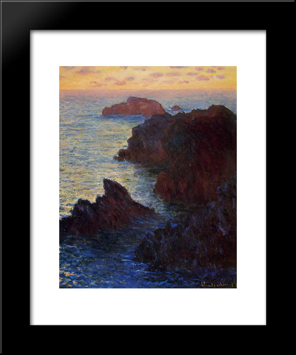 Rocky Point At Port-Goulphar 20x24 Black Modern Wood Framed Art Print Poster by Monet, Claude
