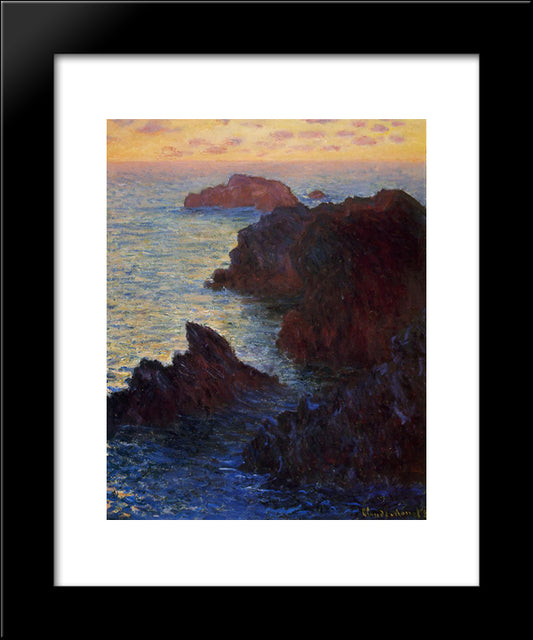Rocky Point At Port-Goulphar 20x24 Black Modern Wood Framed Art Print Poster by Monet, Claude