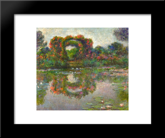 Rose Flowered Arches At Giverny 20x24 Black Modern Wood Framed Art Print Poster by Monet, Claude