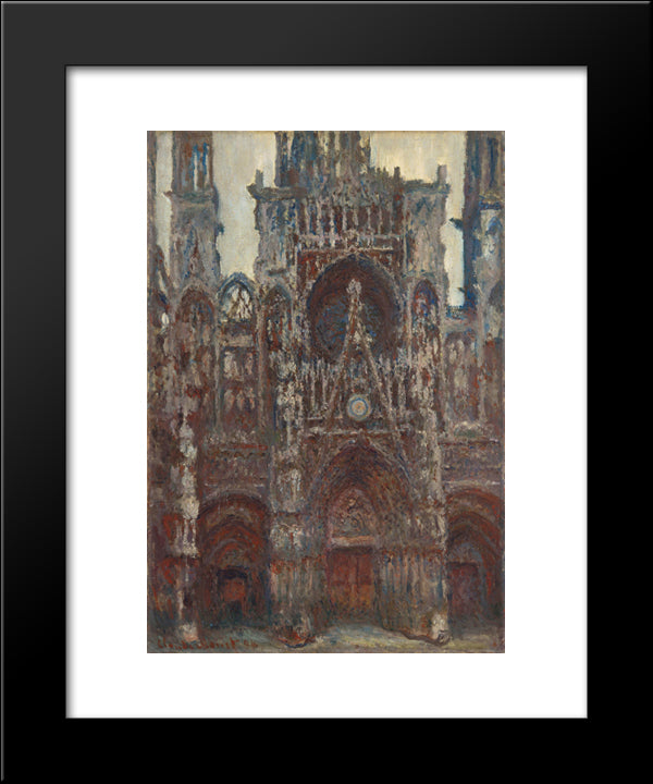 Rouen Cathedral, Evening, Harmony In Brown 20x24 Black Modern Wood Framed Art Print Poster by Monet, Claude