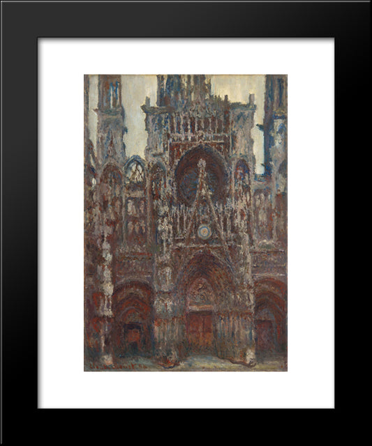 Rouen Cathedral, Evening, Harmony In Brown 20x24 Black Modern Wood Framed Art Print Poster by Monet, Claude