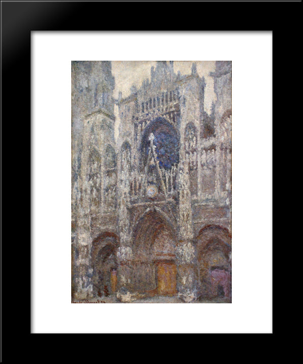 Rouen Cathedral, Grey Weather 20x24 Black Modern Wood Framed Art Print Poster by Monet, Claude