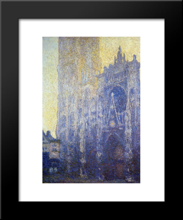 Rouen Cathedral, The Portal, Morning Effect 20x24 Black Modern Wood Framed Art Print Poster by Monet, Claude