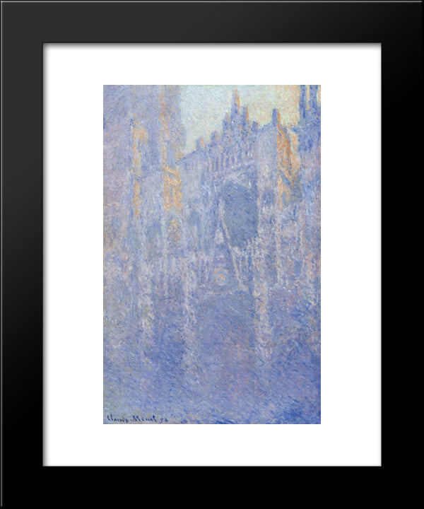 Rouen Cathedral, The Portal, Morning Fog 20x24 Black Modern Wood Framed Art Print Poster by Monet, Claude