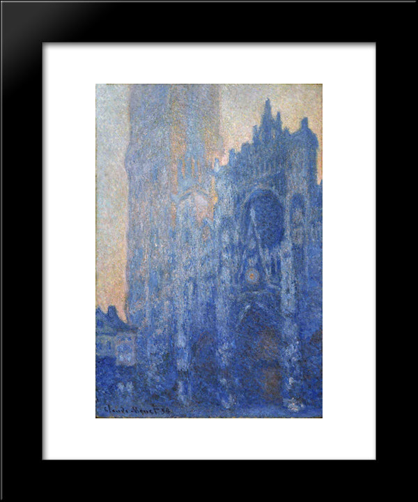 Rouen Cathedral, The Portal And The Tour D'Albane At Dawn 20x24 Black Modern Wood Framed Art Print Poster by Monet, Claude