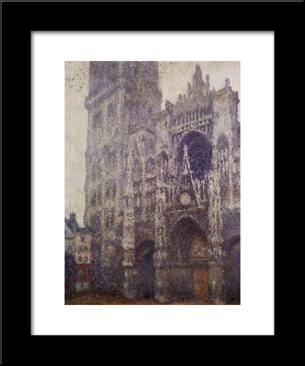 Rouen Cathedral, The Portal And The Tour D'Albene, Grey Weather 20x24 Black Modern Wood Framed Art Print Poster by Monet, Claude