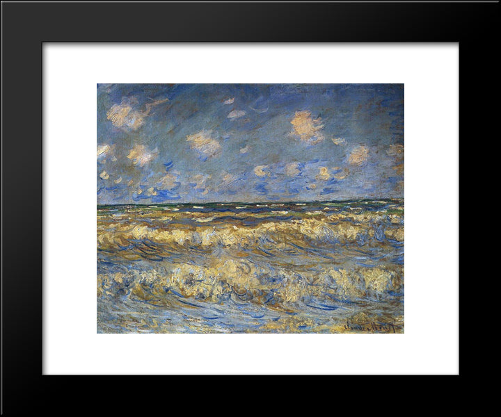 Rough Sea 20x24 Black Modern Wood Framed Art Print Poster by Monet, Claude
