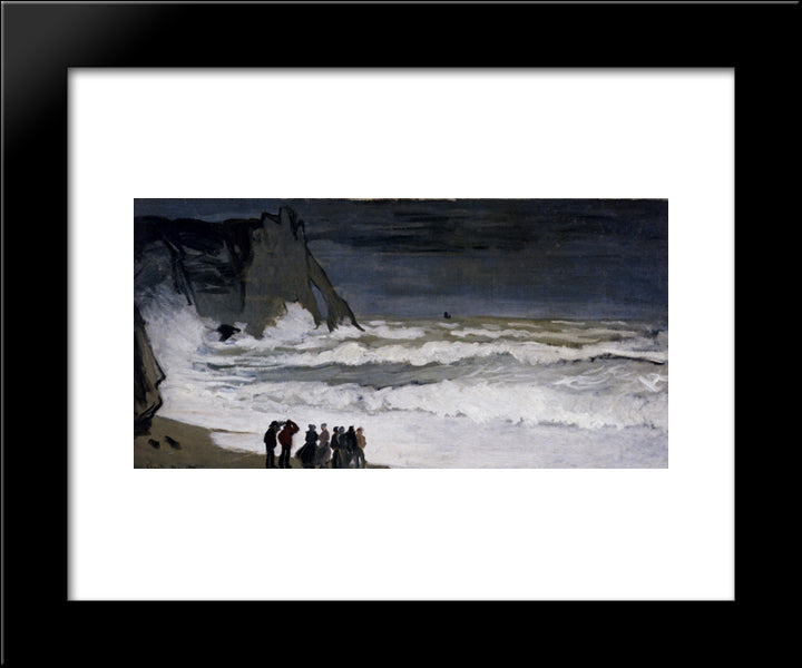 Rough Sea At Etretat 20x24 Black Modern Wood Framed Art Print Poster by Monet, Claude