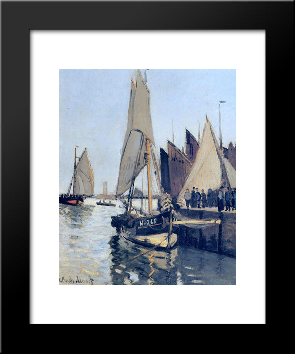 Sailing Boats At Honfleur 20x24 Black Modern Wood Framed Art Print Poster by Monet, Claude