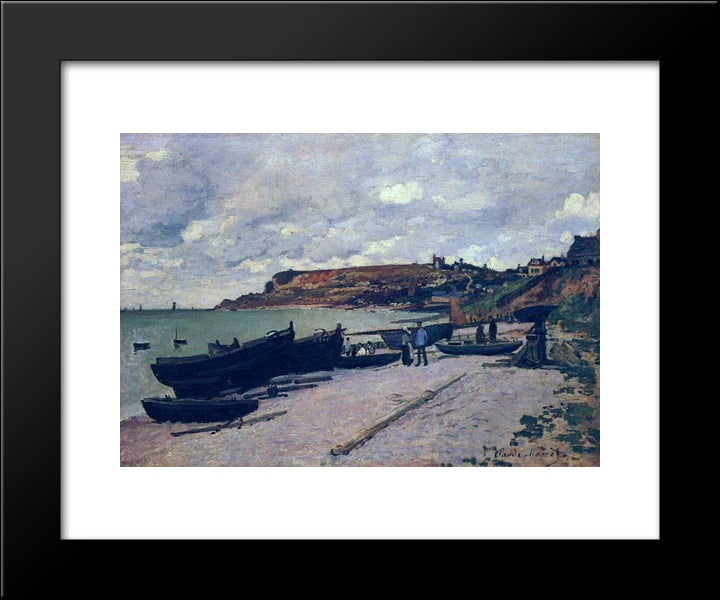 Sainte-Adresse, Fishing Boats On The Shore 20x24 Black Modern Wood Framed Art Print Poster by Monet, Claude