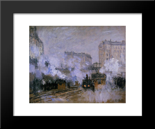 Saint-Lazare Station, Arrival Of A Train 20x24 Black Modern Wood Framed Art Print Poster by Monet, Claude