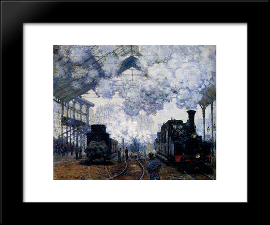 Saint-Lazare Station, Exterior 20x24 Black Modern Wood Framed Art Print Poster by Monet, Claude