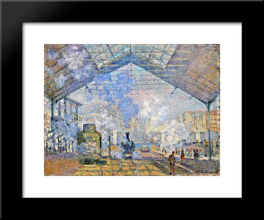Saint-Lazare Station, Exterior View 20x24 Black Modern Wood Framed Art Print Poster by Monet, Claude