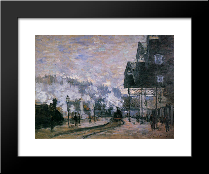 Saint-Lazare Station, The Western Region Goods Sheds 20x24 Black Modern Wood Framed Art Print Poster by Monet, Claude