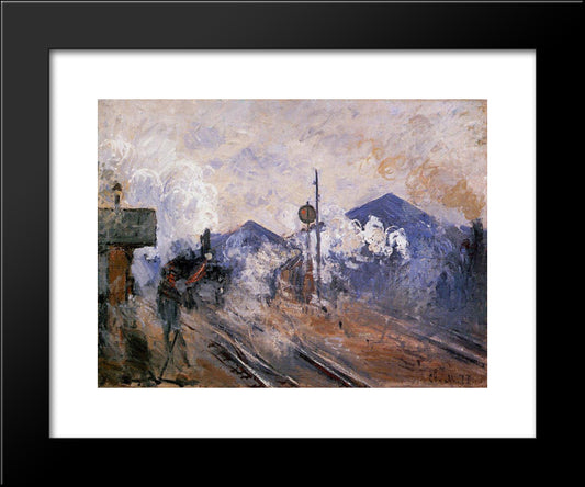 Saint-Lazare Station, Track Coming Out 20x24 Black Modern Wood Framed Art Print Poster by Monet, Claude