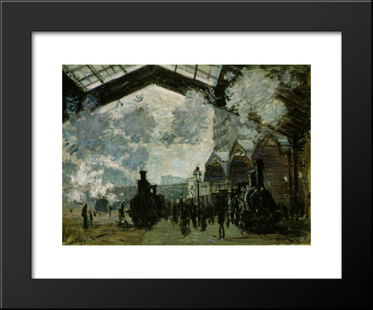 Saint-Lazare Station 20x24 Black Modern Wood Framed Art Print Poster by Monet, Claude