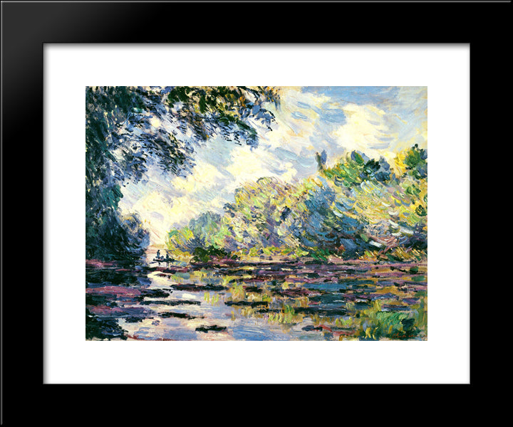 Section Of The Seine, Near Giverny 20x24 Black Modern Wood Framed Art Print Poster by Monet, Claude