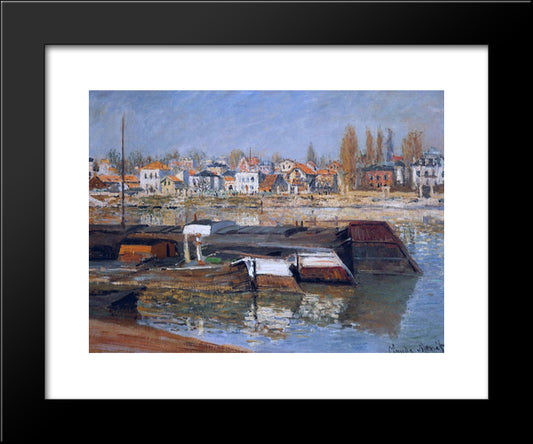 Seine At Asnieres 20x24 Black Modern Wood Framed Art Print Poster by Monet, Claude