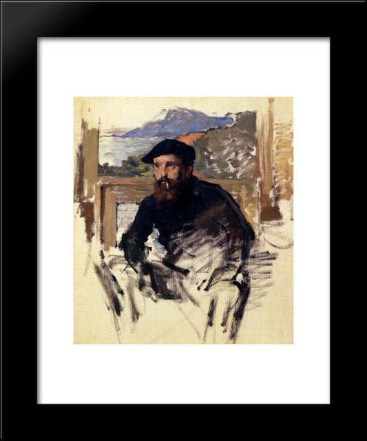 Self Portrait In His Atelier 20x24 Black Modern Wood Framed Art Print Poster by Monet, Claude