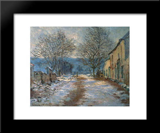 Snow Effect At Limetz 20x24 Black Modern Wood Framed Art Print Poster by Monet, Claude